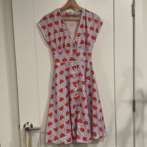 Unique Vintage Framed Hearts Print Swing Dress